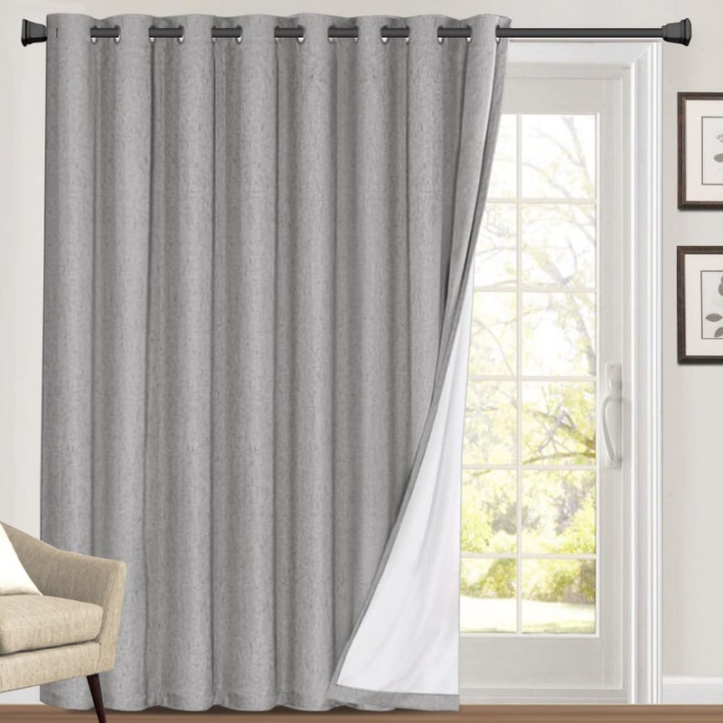 PrinceDeco 100% Blackout Curtains for Living Room Sliding Door Curtains Blackout Curtains 96 Inches Long Patio Curtains for Sliding Door Curtain,W100 X L96 Inch, Light Grey - Image 1